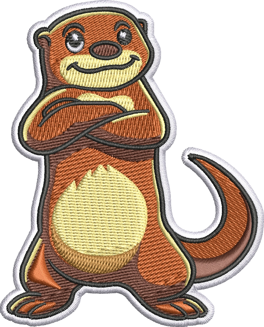 Funny Otter Embroidery Design – Cute Cartoon Otter with Crossed Arms | Machine Embroidery Digital File