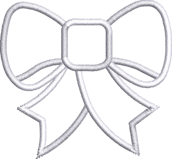 Elegant Bow Embroidery Design – Classic Outline Ribbon Bow | Machine Embroidery Digital File