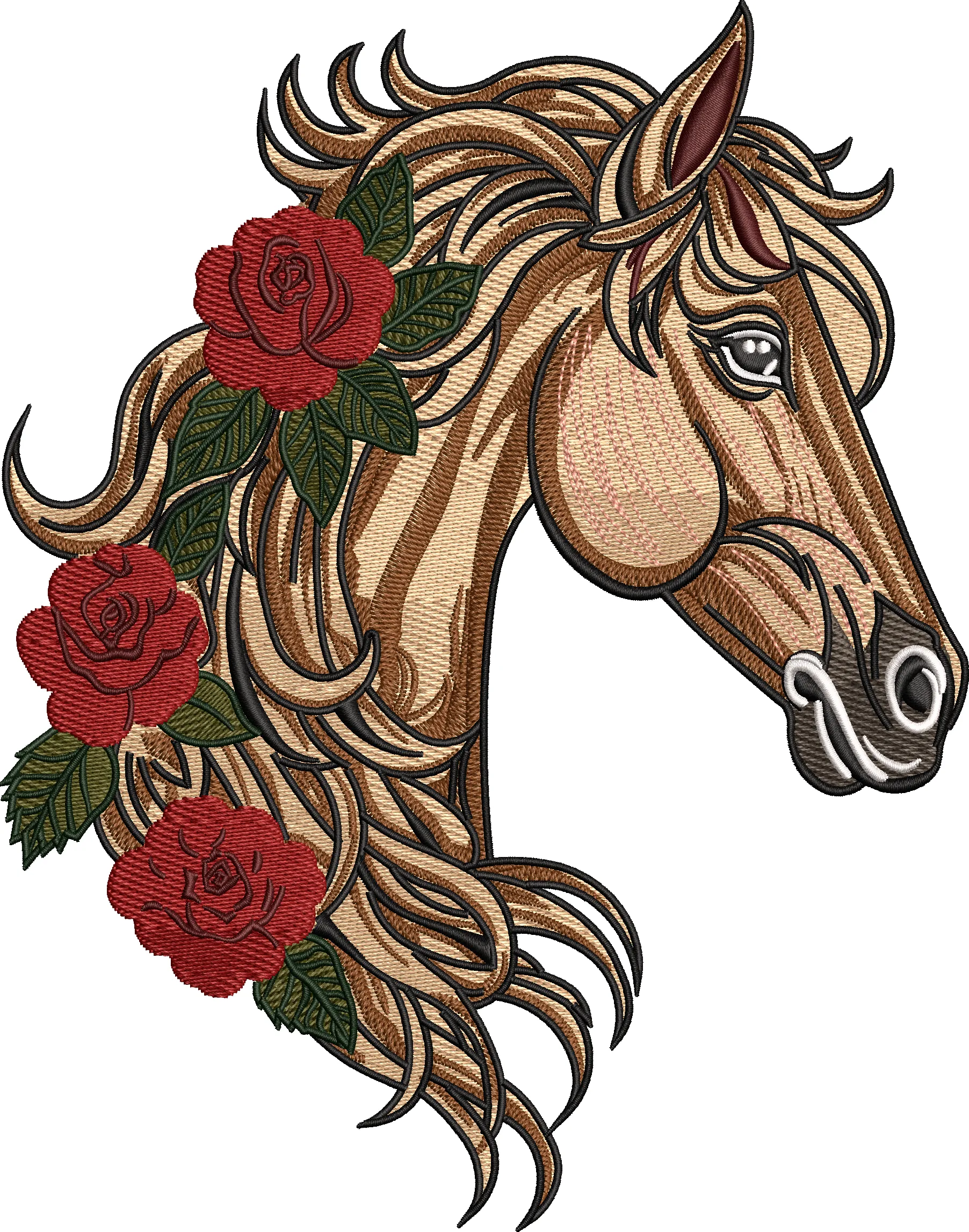 Elegant Horse Embroidery Digitizing Design