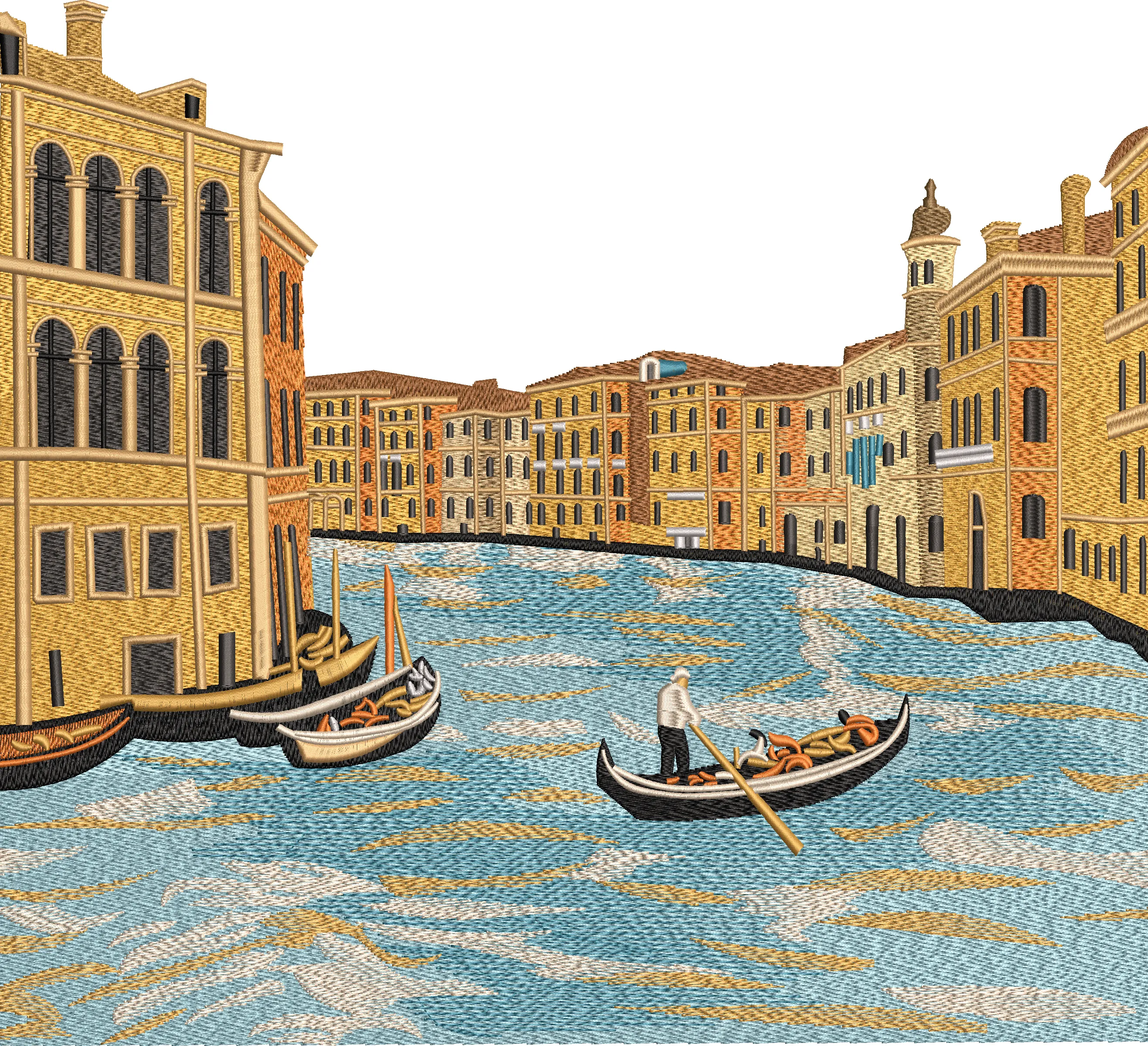 Venetian Canal Embroidery Digitizing Design