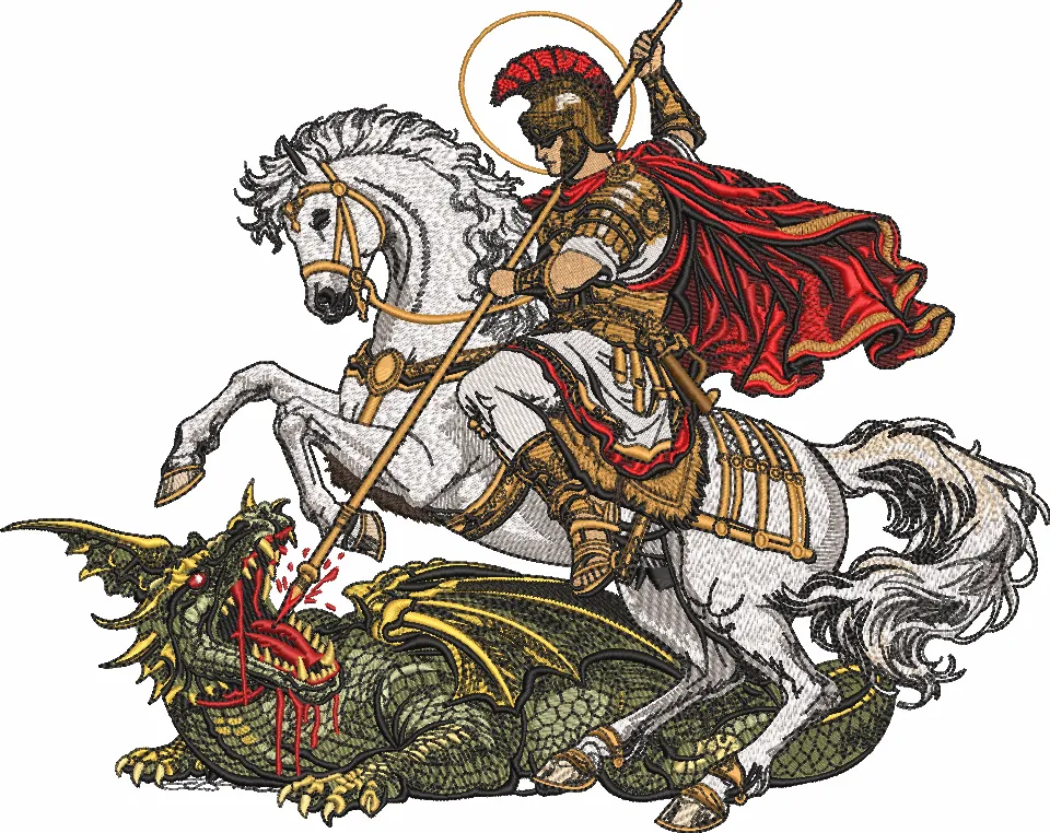 Saint George Dragon Slayer Embroidery Digitizing Design
